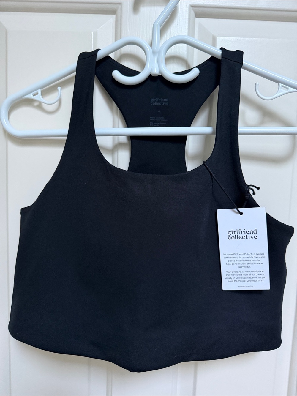 NWT Girlfriend Collective sz XL Black sports bra top racerback